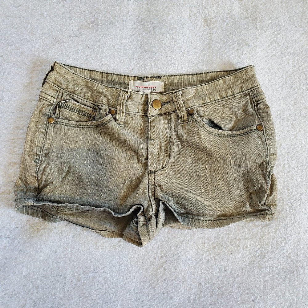 2.1 Denim Distressed Denim Shorties, Sz 26